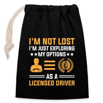 Driving License Passed New Driver Permit Driving S - Closable cotton gift bag (14x20cm) - black - Front