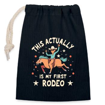 Cowboy Barn Bull Rider Rodeo Country Western - Sac cadeau en coton avec cordon (14 x 20 cm) - bleu marine - Devant
