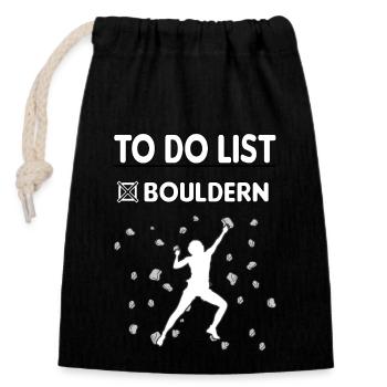 Bouldering Bouldering Climbing Boulderer Bouldering - Closable cotton gift bag (14x20cm) - black - Front