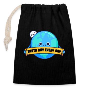 Earth Day Everyday Environmental Awareness - Closable cotton gift bag (14x20cm) - black - Front