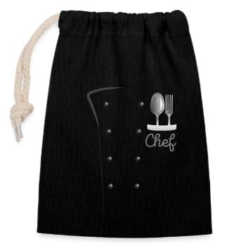Chefkoch Uniform Jacke Faux Funny Koch Chefkoch - Verschließbarer Geschenkbeutel aus Baumwolle (14x20cm) - Schwarz - Vorne