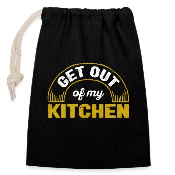 Sortir de ma cuisine Chef cuisinier drôle - Sac cadeau en coton avec cordon (14 x 20 cm) - noir - Devant