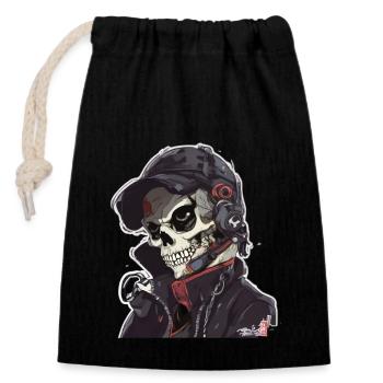 Skulls Skull Skull Skull Bones - Closable cotton gift bag (14x20cm) - black - Front