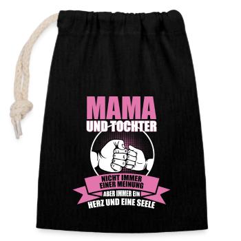 Mutter Spruch Geschenk Mama Muttertag - Verschließbarer Geschenkbeutel aus Baumwolle (14x20cm) - Schwarz - Vorne