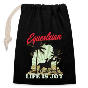 Vie équestre Équitation Fille Cheval - Sac cadeau en coton avec cordon (14 x 20 cm) - noir - Devant