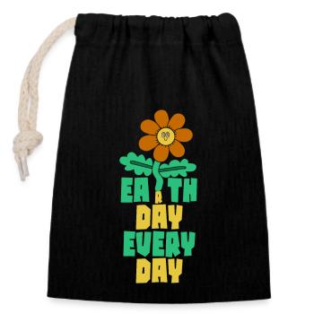 Earth Day Everyday Environmental Awareness - Closable cotton gift bag (14x20cm) - black - Front