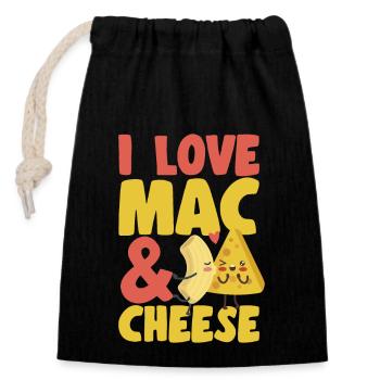 Macaroni Cheese Lover Mac And Cheese - Closable cotton gift bag (14x20cm) - black - Front