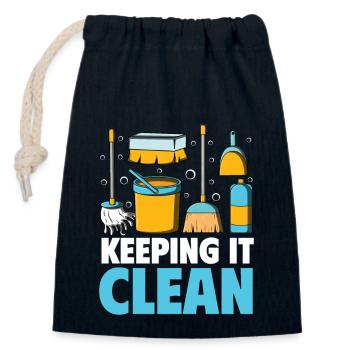 Domestic help, cleaner, housekeeper - Closable cotton gift bag (14x20cm) - navy - Front