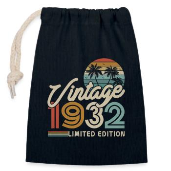 Vintage 1932 Geburtstagsgeschenk - Verschließbarer Geschenkbeutel aus Baumwolle (14x20cm) - Navy - Vorne