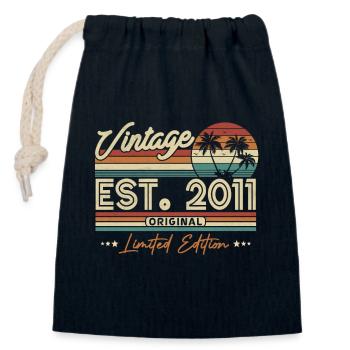 Vintage Geburtstagsgeschenk 2011, 12/13 Jahre - Verschließbarer Geschenkbeutel aus Baumwolle (14x20cm) - Navy - Vorne