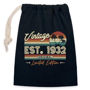 Vintage 1932 Birthday Retro - Closable cotton gift bag (14x20cm) - navy - Front
