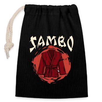 Sambo Ring Sports Suit Arts Martiaux Russie Martiale - Sac cadeau en coton avec cordon (14 x 20 cm) - noir - Devant