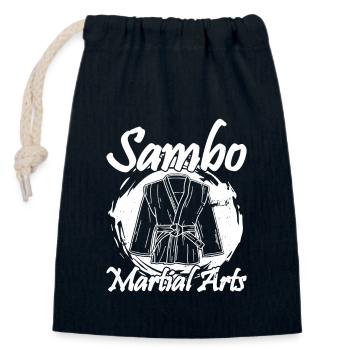 Sambo Fighter Russie Costume de sport Style de combat - Sac cadeau en coton avec cordon (14 x 20 cm) - bleu marine - Devant