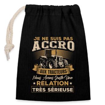 Agriculteur Tracteur Paysan - Sac cadeau en coton avec cordon (14 x 20 cm) - noir - Devant