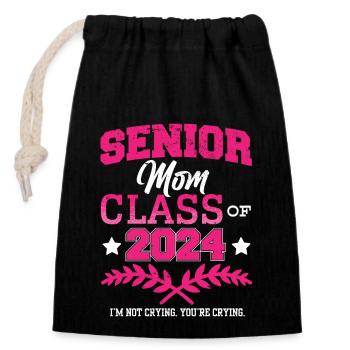 Senior Mom Class of 2024 Proud Mama Funny - Verschließbarer Geschenkbeutel aus Baumwolle (14x20cm) - Schwarz - Vorne