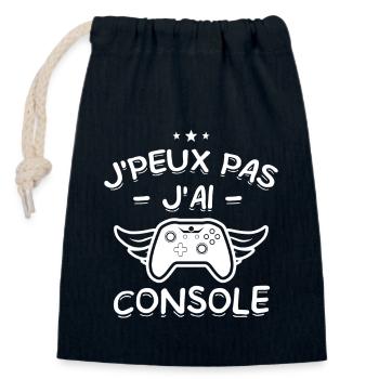 J'Peux Pas ! J'Ai Console 🎮 - Sac cadeau en coton avec cordon (14 x 20 cm) - bleu marine - Devant