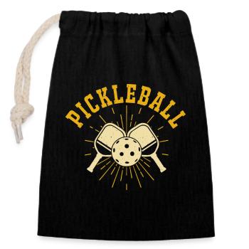 Pickleball - Closable cotton gift bag (14x20cm) - black - Front