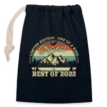 Perpetual calendars 2022 - Closable cotton gift bag (14x20cm) - navy - Front