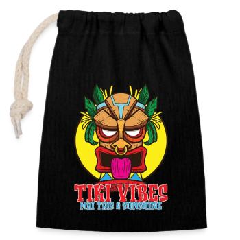 Tiki Maske Hawaiianisches Dekor Luau Party - Verschließbarer Geschenkbeutel aus Baumwolle (14x20cm) - Schwarz - Vorne