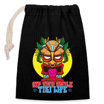 Tiki Maske Hawaiianisches Dekor Luau Party - Verschließbarer Geschenkbeutel aus Baumwolle (14x20cm) - Schwarz - Vorne