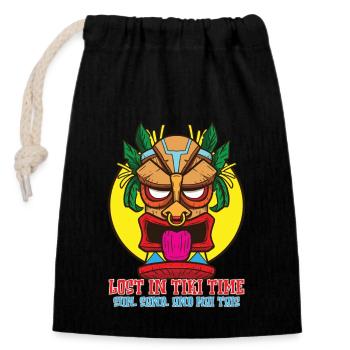 Tiki Maske Hawaiianisches Dekor Luau Party - Verschließbarer Geschenkbeutel aus Baumwolle (14x20cm) - Schwarz - Vorne