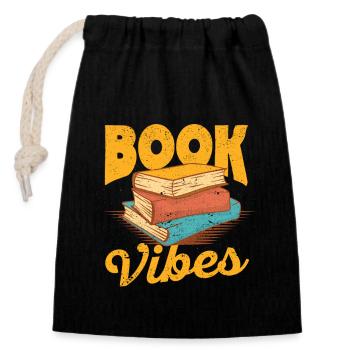 Book Vibes Lustige Bücherwürmer Lehrer - Verschließbarer Geschenkbeutel aus Baumwolle (14x20cm) - Schwarz - Vorne