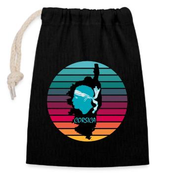 Corse France avec tête de pirate Corse - Sac cadeau en coton avec cordon (14 x 20 cm) - noir - Devant