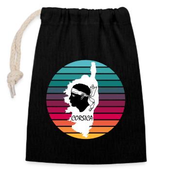 Corse France avec tête de pirate Corse - Sac cadeau en coton avec cordon (14 x 20 cm) - noir - Devant