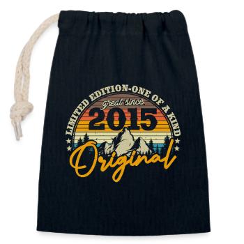 Retro Birthday Gift Calendar 2015 - Closable cotton gift bag (14x20cm) - navy - Front