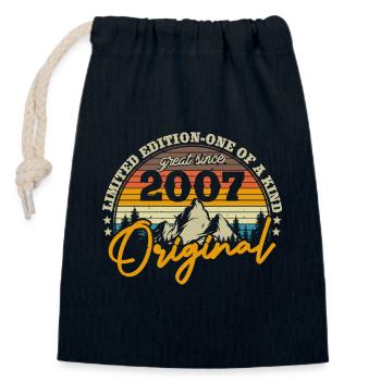 Nostalgisches Geburtstagsgeschenk 2007 - Verschließbarer Geschenkbeutel aus Baumwolle (14x20cm) - Navy - Vorne