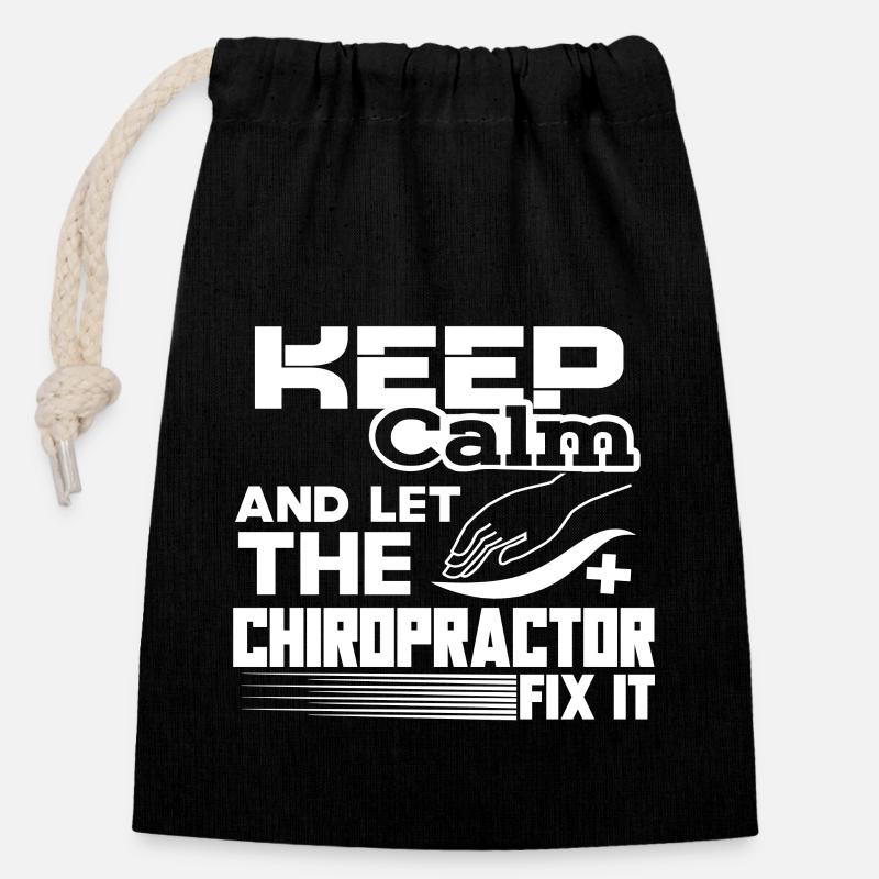 Chiropractor Let Chiropractor Fix It - Closable cotton gift bag (14x20cm) - black