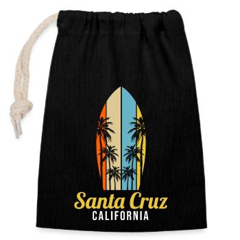 California Surfing Santa Cruz - Closable cotton gift bag (14x20cm) - black - Front