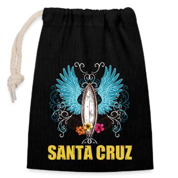 California Surfing Santa Cruz - Closable cotton gift bag (14x20cm) - black - Front