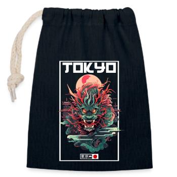 Tokio Asien 80er Japanischer Retro Drache Drachen - Verschließbarer Geschenkbeutel aus Baumwolle (14x20cm) - Navy - Vorne