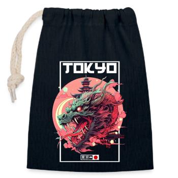 Tokio Asien 80er Japanischer Retro Drache Drachen - Verschließbarer Geschenkbeutel aus Baumwolle (14x20cm) - Navy - Vorne