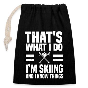 Lustiges Skifahrer Spruch Ski Alpin - Verschließbarer Geschenkbeutel aus Baumwolle (14x20cm) - Schwarz - Vorne
