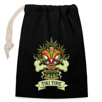 Tiki Maske Hawaiianisches Dekor Luau Party - Verschließbarer Geschenkbeutel aus Baumwolle (14x20cm) - Schwarz - Vorne