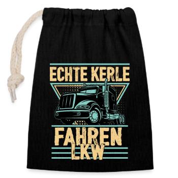 Echte Kerle fahren LKW Fahrer Fernfahrer - Verschließbarer Geschenkbeutel aus Baumwolle (14x20cm) - Schwarz - Vorne
