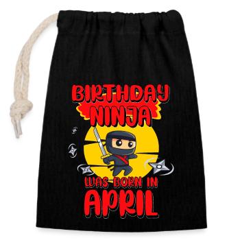 Anniversaire Ninja Avril Bday Party Cadeau pour Bday Boy - Sac cadeau en coton avec cordon (14 x 20 cm) - noir - Devant