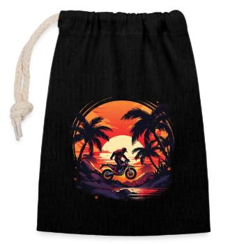Motocross Dirt Bike - Sac cadeau en coton avec cordon (14 x 20 cm) - noir - Devant