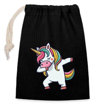 Dab Dabbing Unicorn Dabbing Unicorn Dance - Closable cotton gift bag (14x20cm) - black - Front