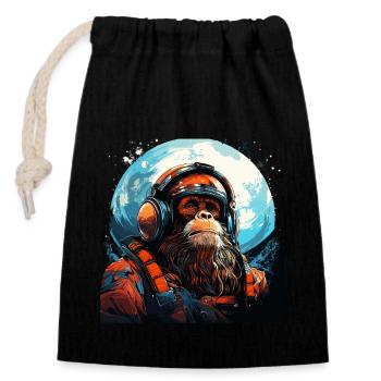 Outer Space Ape - Ape into the Galaxy Space Monkey - Closable cotton gift bag (14x20cm) - black - Front
