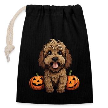 Labradoodle Hundekürbis Faules Halloween - Verschließbarer Geschenkbeutel aus Baumwolle (14x20cm) - Schwarz - Vorne