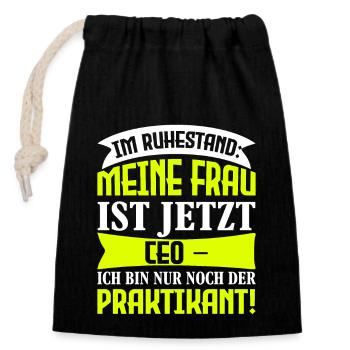 Lustige Männer Spruch Rentner Shirts - Verschließbarer Geschenkbeutel aus Baumwolle (14x20cm) - Schwarz - Vorne
