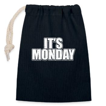 Grunge Monday White Weekly Prank Funny Jokes Pun - Closable cotton gift bag (14x20cm) - navy - Front