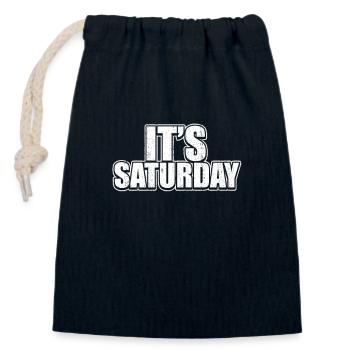 Grunge Saturday White Weekly Prank Funny Jokes Pun - Closable cotton gift bag (14x20cm) - navy - Front