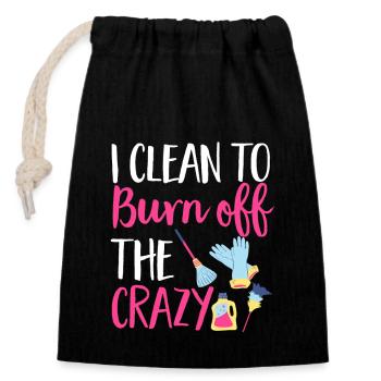 Domestic help, cleaner, housekeeper - Closable cotton gift bag (14x20cm) - black - Front