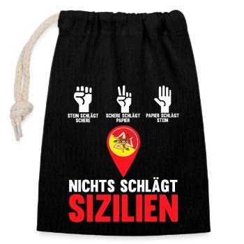 Sizilianer Sizilianisch Sizilien - Verschließbarer Geschenkbeutel aus Baumwolle (14x20cm) - Schwarz - Vorne