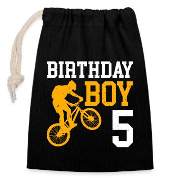 5e anniversaire Bicycle Kids - Sac cadeau en coton avec cordon (14 x 20 cm) - noir - Devant