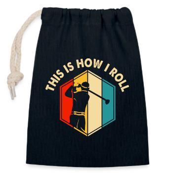 Golf Golfer - Closable cotton gift bag (14x20cm) - navy - Front